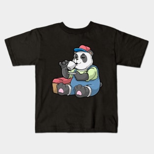 Panda as Mechanic with Tool case Kids T-Shirt